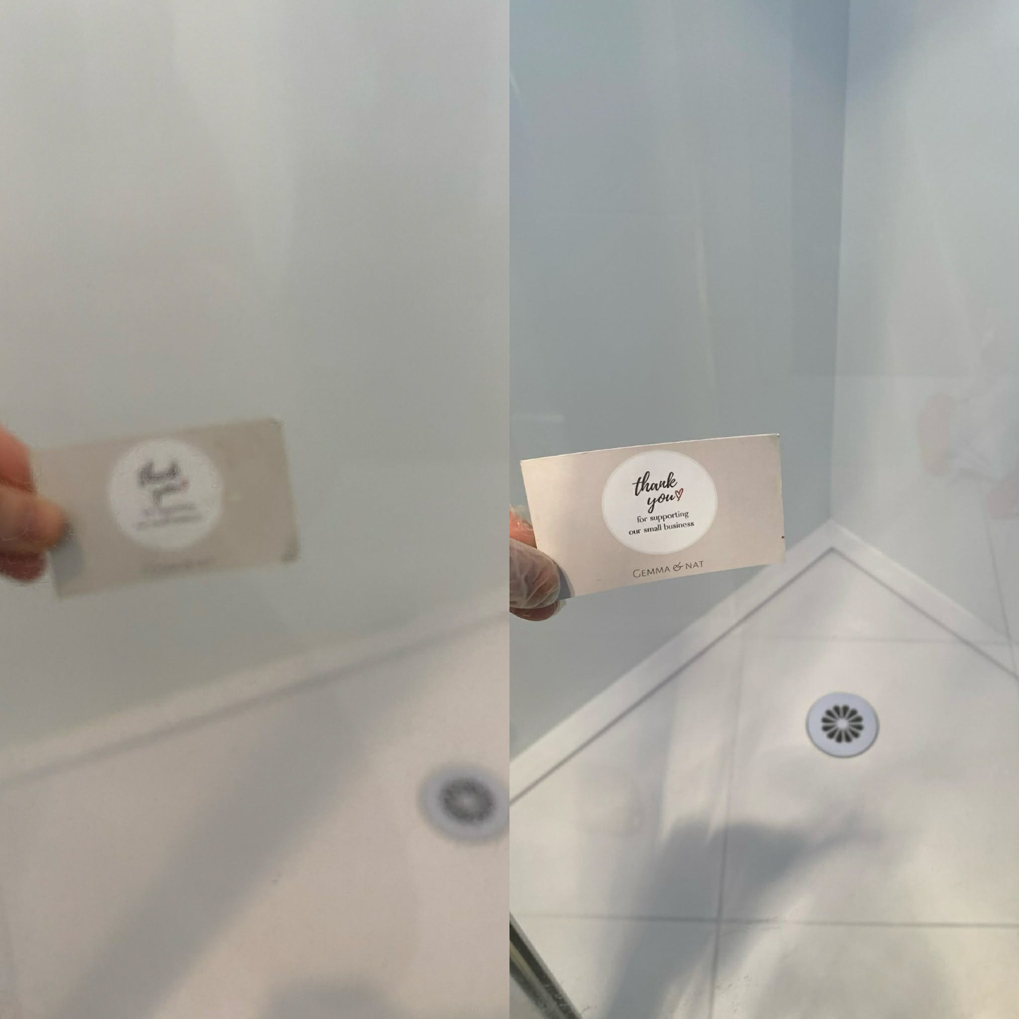 Shower screen before and after clean